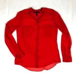 BCBG MaxAzria Red Sheer Blouse